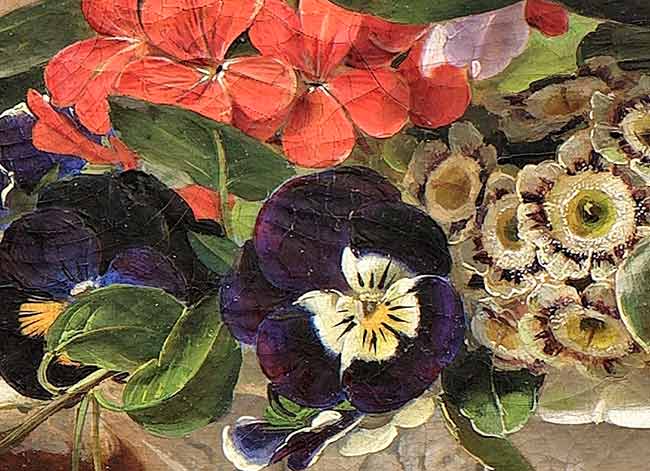 Цветы в эссе на мраморном столе с буковой веткой. Йенсен Йохан Лауренс