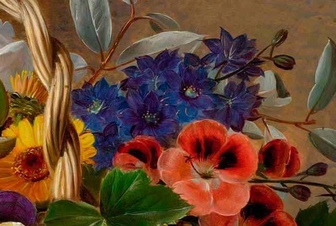 Корзина цветов с розами и ипомеи. Йенсен Йохан Лауренс