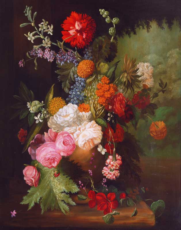 Йенсен Йохан Лауренс. Натюрморт с цветами в парке
