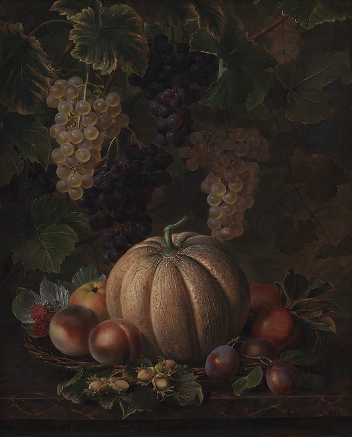 Различные фрукты, включая дыню и виноград. Йенсен Йохан Лауренс