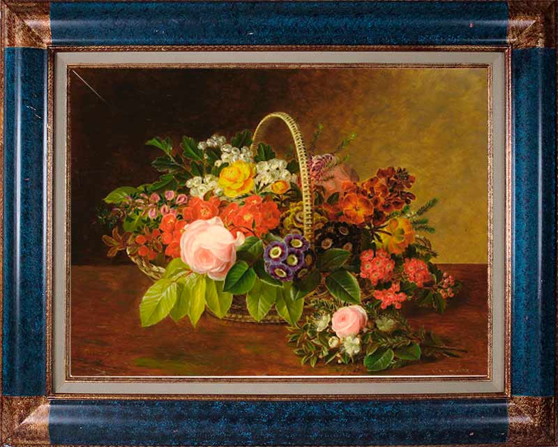 Розовые розы и букет (фрагмент картины). Йенсен Йохан Лауренс
