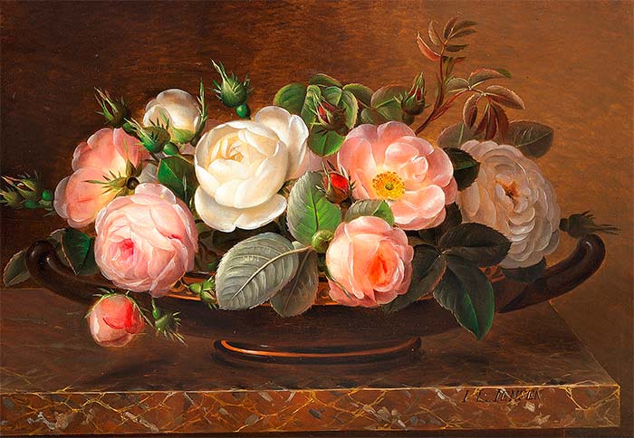 Йенсен Йохан Лауренс. Розы в греческой чаше