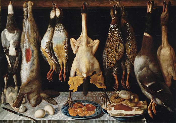 Национальный музей Прадо. Йепес Томас. Натюрморт с птицами и зайцами