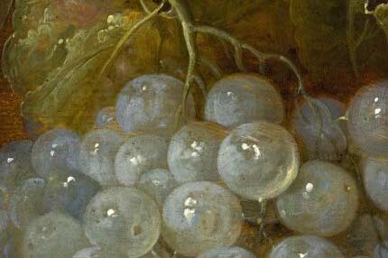 Натюрморт с устрицами, вишней, виноградом, цитрусовыми и стеклянным ремешком на частично задрапированном деревянном столе. Фрагмент №2 Йорис ван Сон
