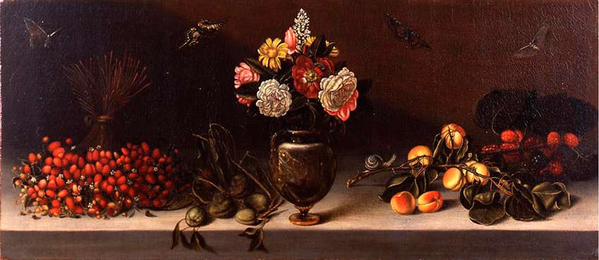 Натюрморт с фруктами, цветком и бабочками. Караваджо