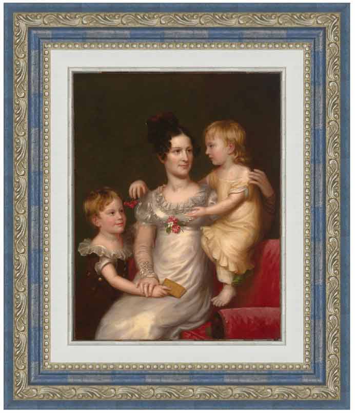 «Сара Уэстон Ситон с детьми Августином и Джулией» в раме. Кинг, Чарльз Бёрд