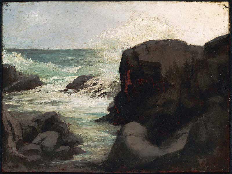 Море и скалы возле извергающегося рога. Ла Фарж, Джон