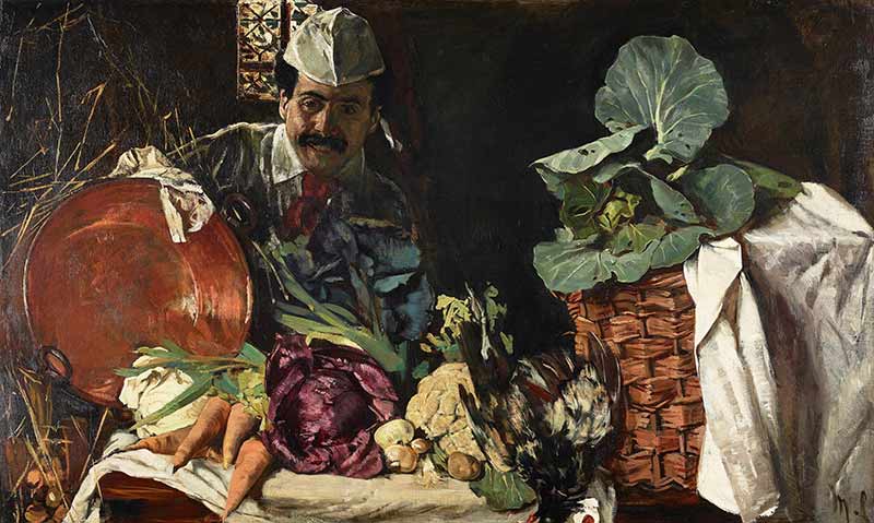 Либерманн, Макс. Автопортрет на фоне кухонного натюрморта