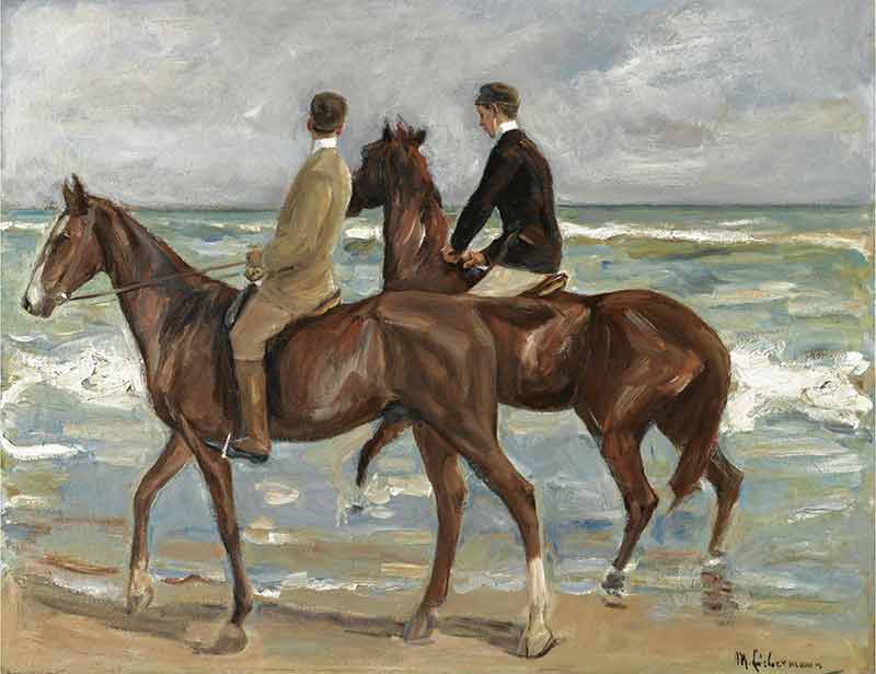 Картины лошадей. Либерманн, Макс. Два всадника на пляже