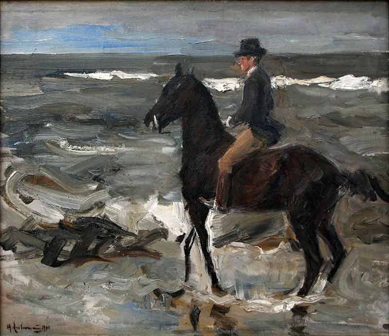 Картины лошадей. Либерманн, Макс. Всадник на пляже