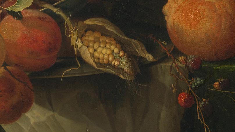 Натюрморт с фруктами и стаканом на петушиной ножке. Фрагмент №3 Миньон, Абрахам