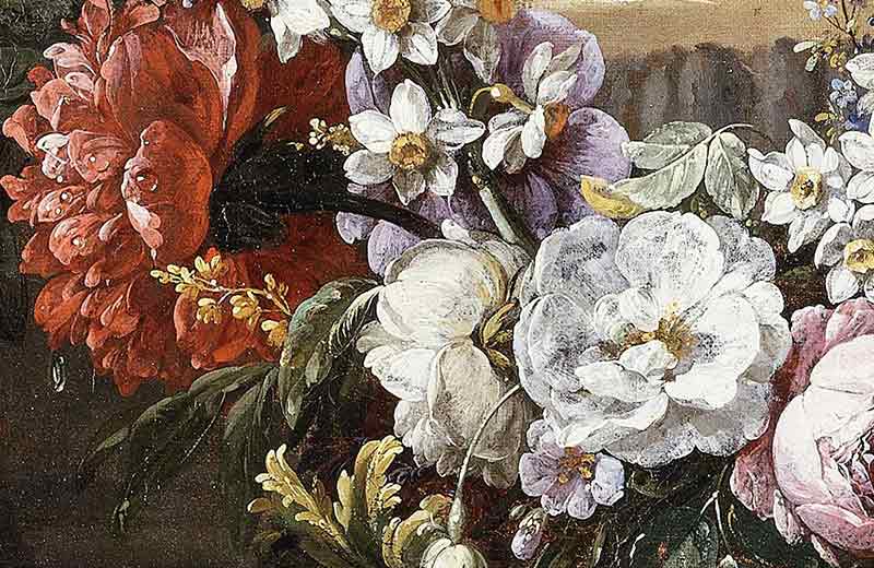 Мраморная ваза с гирляндой цветов. Фрагмент №1 Монье Жан-Батист