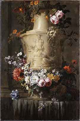 Монье Жан-Батист. Мраморная ваза с гирляндой цветов