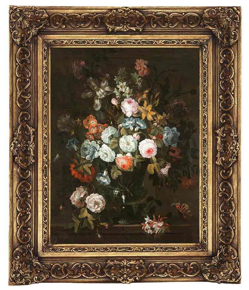 «Натюрморт с цветами» в раме. Монье Жан-Батист