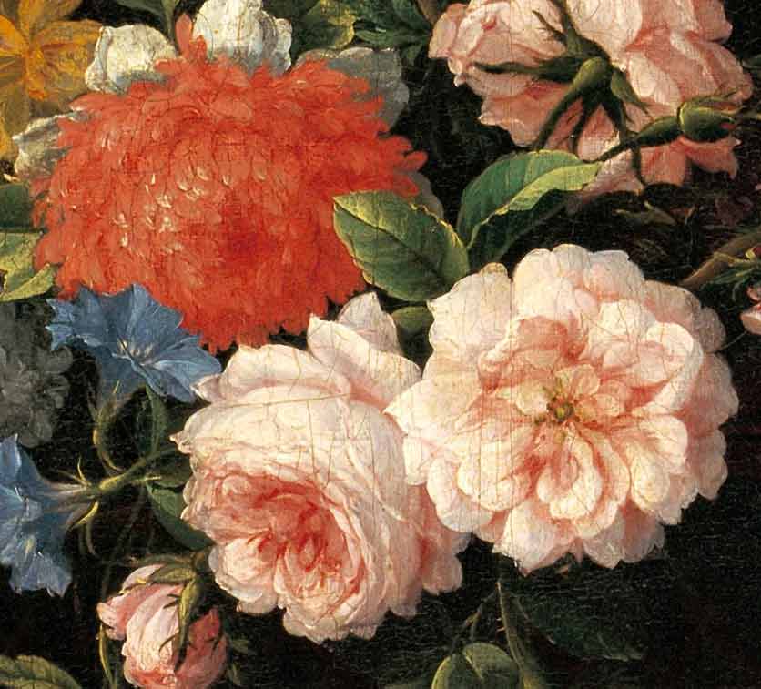 Натюрморт с корзиной цветов. Фрагмент №1 Монье Жан-Батист