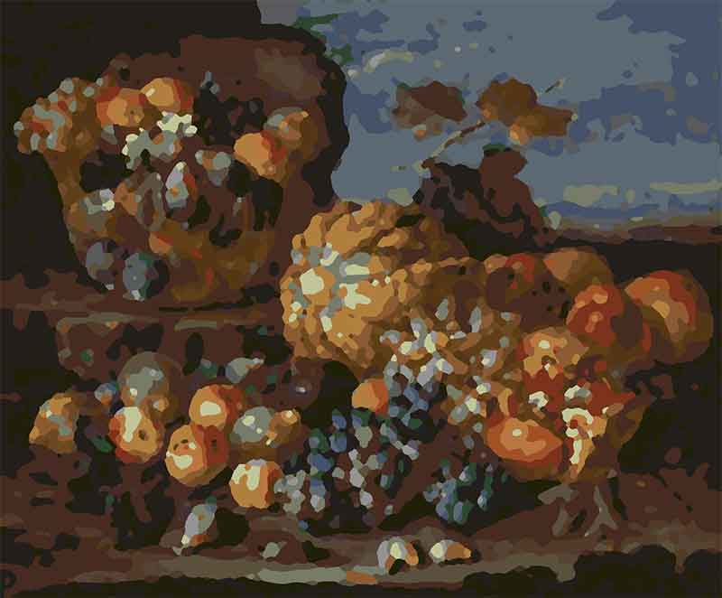 Дыня, виноград, персики и гранаты. Картина по номерам Наварра Пьетро