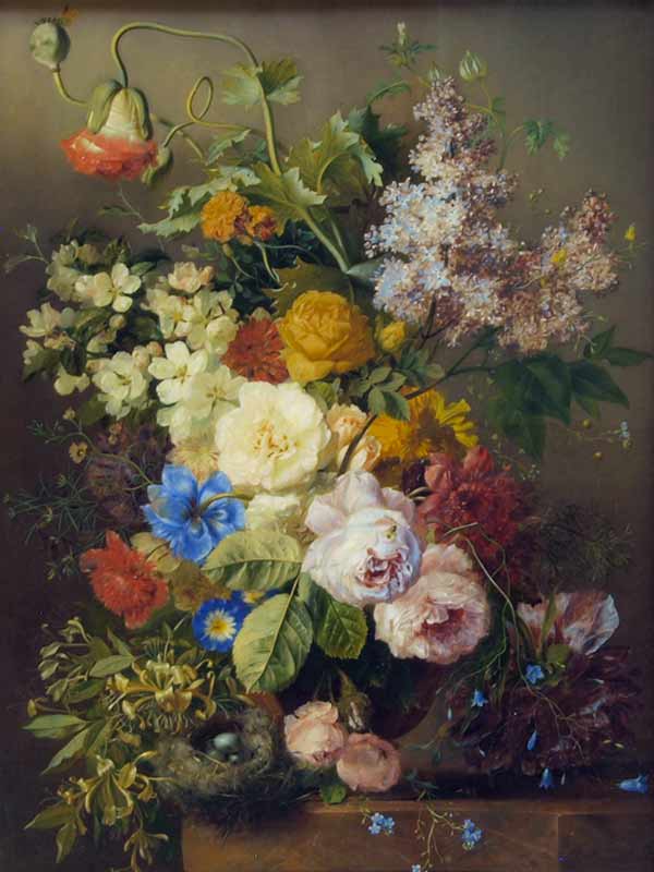 Ос, Георг Якоб Иоганн ван «Цветочный натюрморт с птичьим гнездом»