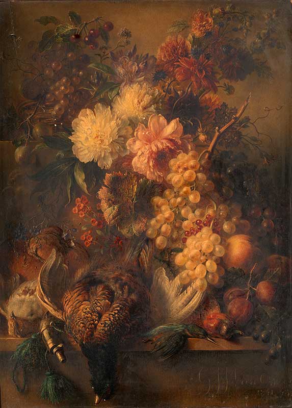 Картины на заказ на холсте. «Цветы фрукты и птица»