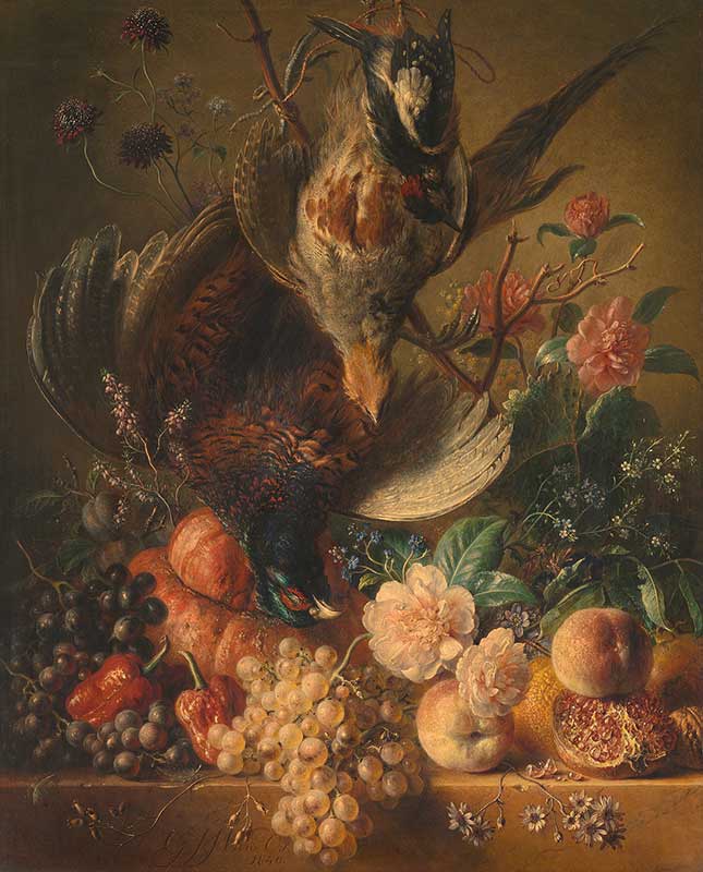 Картины с цветами и птицей. Ос Георг Якоб Иоганн ван