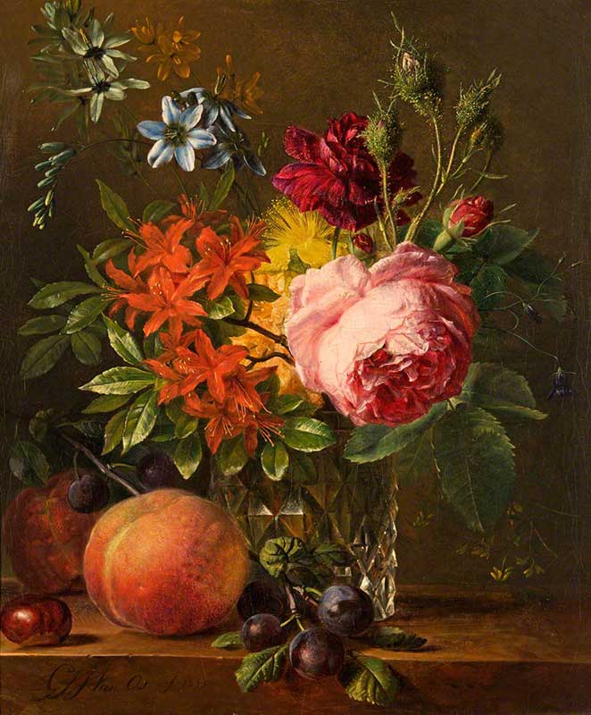 Ос, Георг Якоб Иоганн ван «Натюрморт с цветами с персиком»