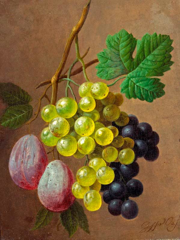 Картины на заказ на холсте. «Натюрморт с виноградом и сливами»