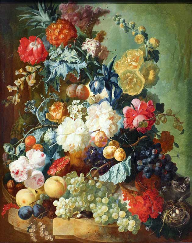 «Букет цветов с гнездом» картина художника