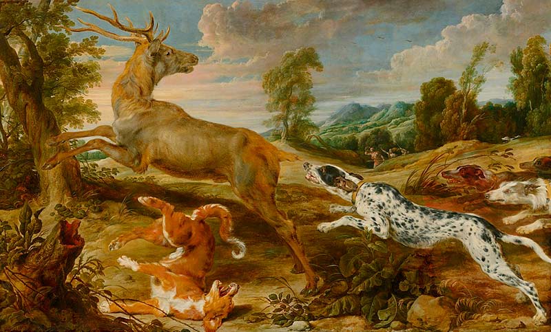 Охота на оленей с собаками