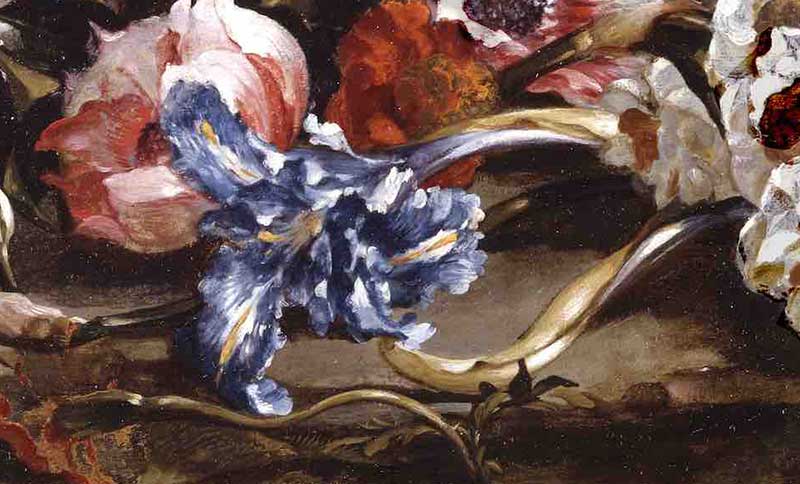 Цветы рядом со стеклянной вазой. Фрагмент №1 Порпора, Паоло