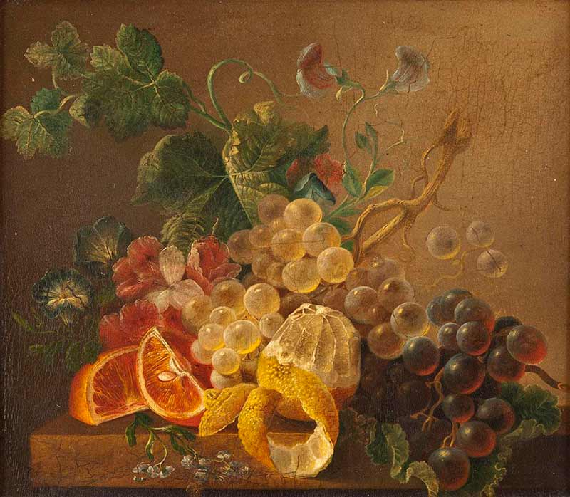 Натюрморт с виноградом, апельсинами и лимоном