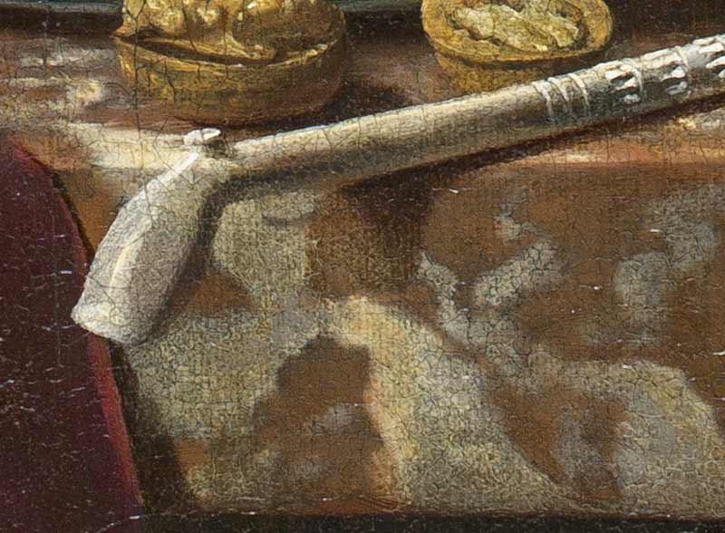 Натюрморт с трубкой, орехами, кувшином и кисетом. Фрагмент №3 Рейвестейн, Хьюберт Ван