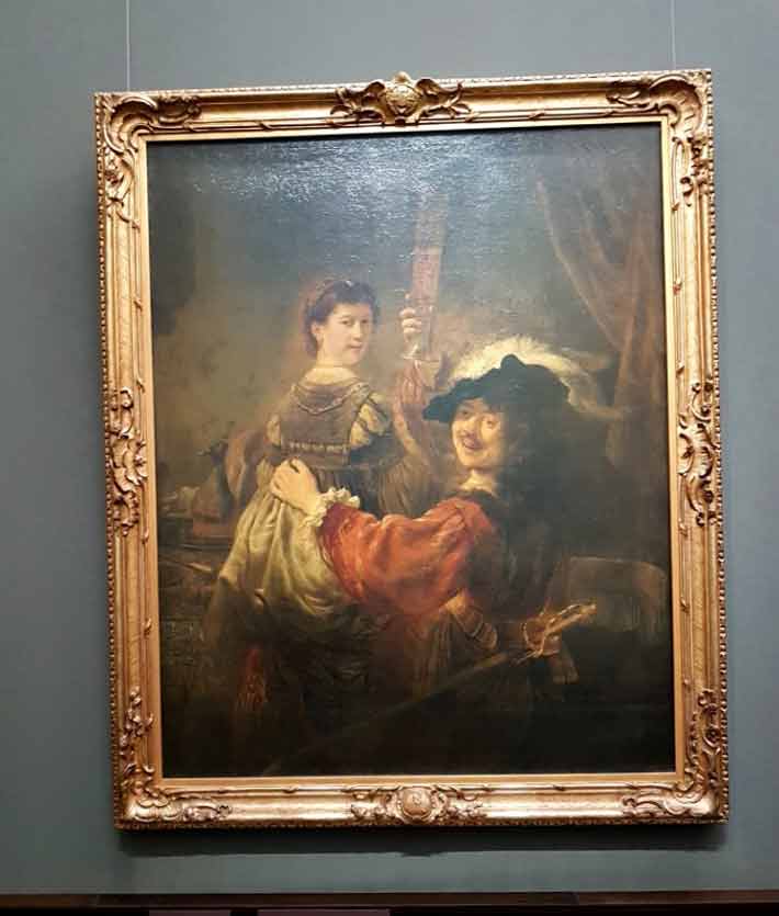 «Блудный сын в таверне» в раме. Рембрандт