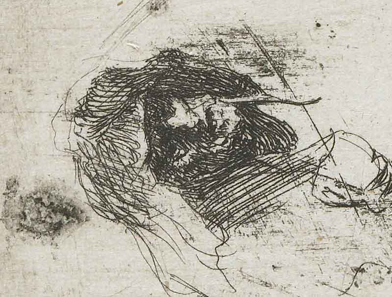 Голова художника, Пара нищих, Головы старика и женщины и др.. Фрагмент №3 Рембрандт