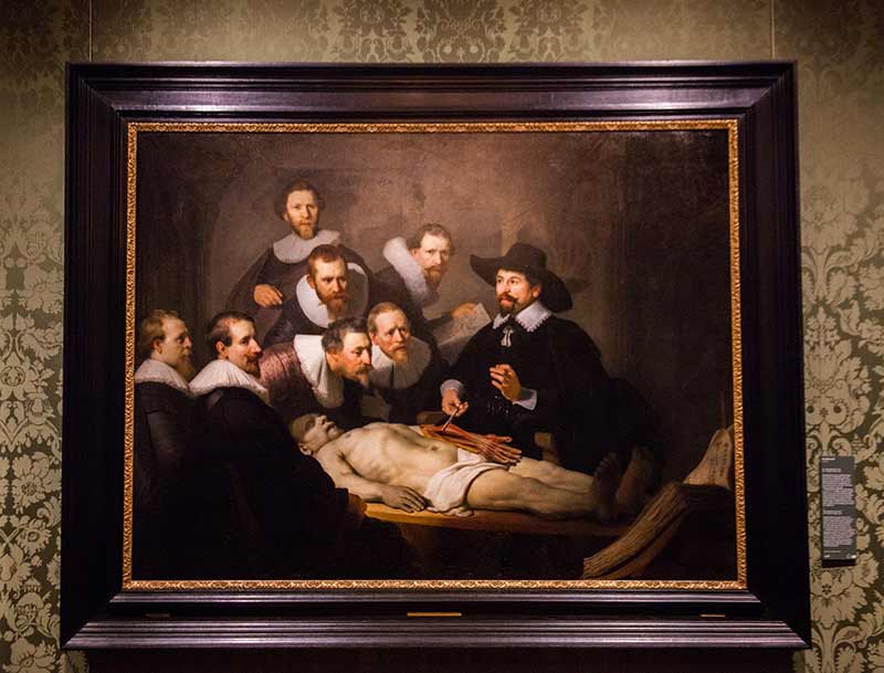 «Урок анатомии доктора Николаеса Тулпа» в раме. Рембрандт