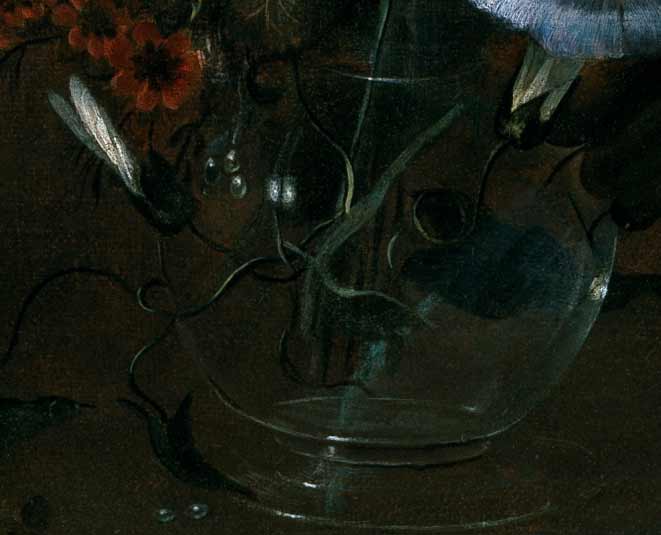 Стеклянная ваза с розами. Фрагмент №1 Ромеро, Хуан Баутиста