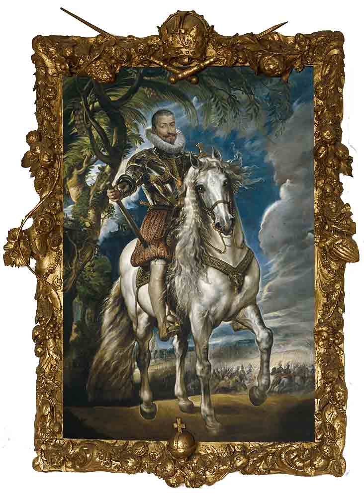 «Конный портрет герцога Лерма» в раме. Рубенс, Питер Пауль
