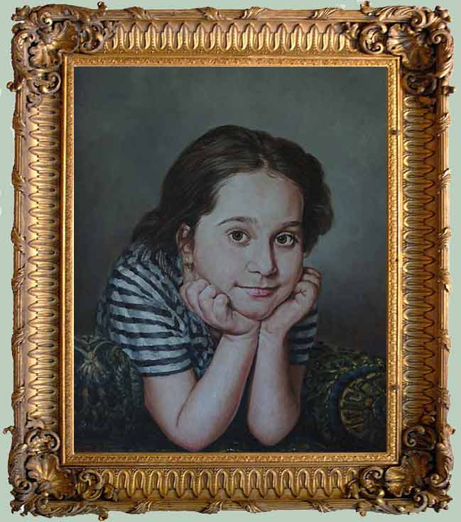 «Детский портрет в полосатой майке» в раме. Виктор Дерюгин