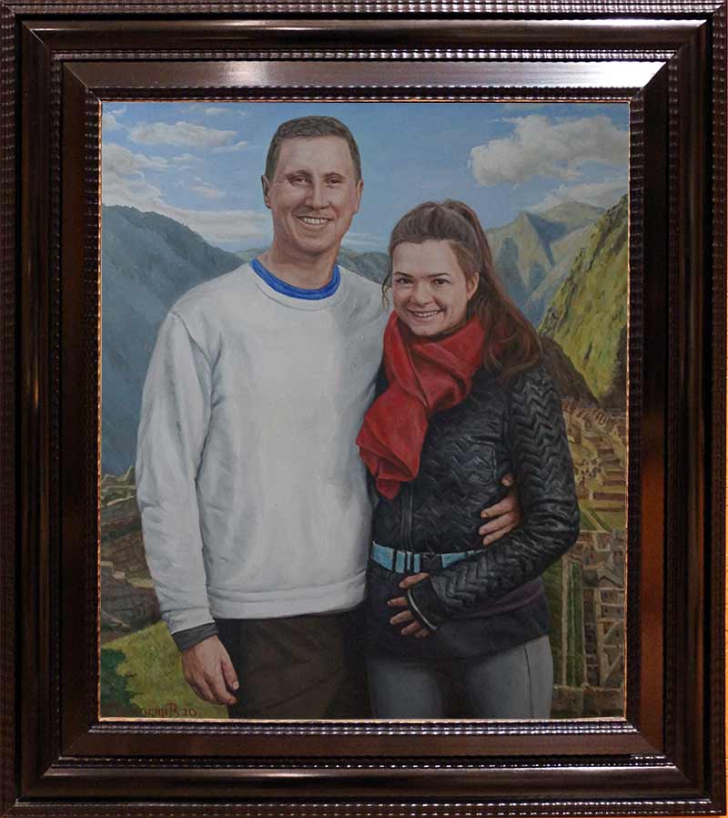 «Двойной портрет в Мачу-Пикчу» в раме. Виктор Дерюгин