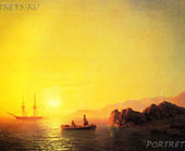 Айвазовский картина Закат солнца у крымских берегов Копию выполнит художник Виктор Дерюгин на холсте маслом. Полностью ручная работа