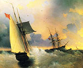 Айвазовский картина «Парусник» 1859 год Копию выполнит художник Виктор Дерюгин на холсте маслом. Полностью ручная работа