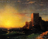 Айвазовский Башни на скале у Босфора. 1859 год Копию выполнит художник Виктор Дерюгин на холсте маслом. Полностью ручная работа