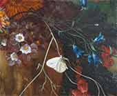 Ян Ван Хейсум «Цветы и гнездо» фрагмент натюрморта